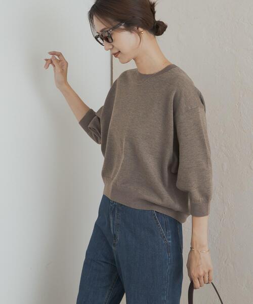 URBAN RESEARCH DOORS（アーバンリサーチドアーズ）の「ウォッシャブルブライトプルオーバー（ニット/セーター・レディース・ライトグレー/チャコールグレー/ブラウン・MEDIUM）」の13枚目の写真