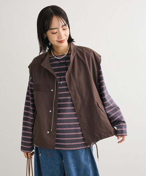 Green　Parks（グリーンパークス）の「ミリタリーベスト（ベスト・レディース・ブラウン/ダークネイビー/カーキ・FREE）」の15枚目の写真