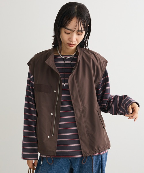 Green　Parks（グリーンパークス）の「ミリタリーベスト（ベスト・レディース・ブラウン/ダークネイビー/カーキ・FREE）」の2枚目の写真