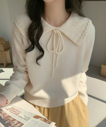 リボン付きベージュニットセーター ニット/セーター（ベージュ系・リボン）ファッション通販 - ZOZOTOWN