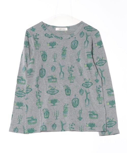 SUPER HAKKA（スーパーハッカ）の「SUPER　HAKKA×保坂優子　「暮らしを彩る」プリント度甘天竺カットソー（Tシャツ/カットソー・レディース・ネイビー/杢グレー・FREE）」の2枚目の写真