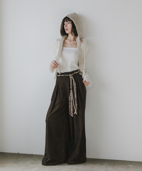 AO2(アオズ)の「Leopard-print belted wide-leg pants / レオパード柄ベルト付き ワイドパンツ(その他パンツ・レディース・ブラウン/ブラック・FREE)」の1枚目の写真
