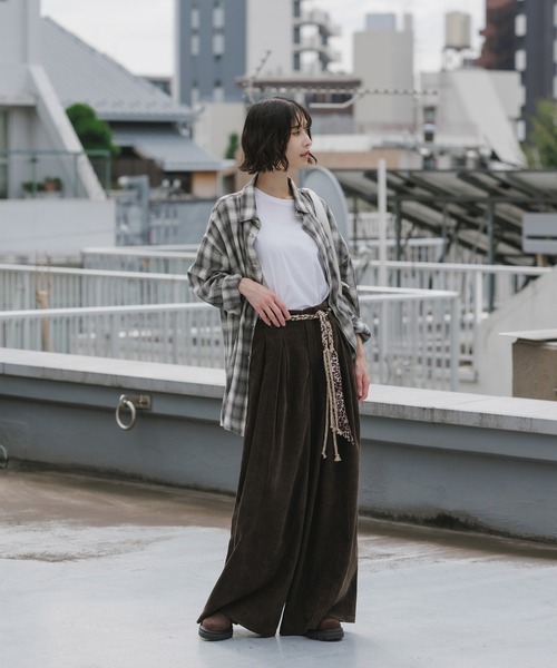 セール】Leopard-print belted wide-leg pants / レオパード柄ベルト