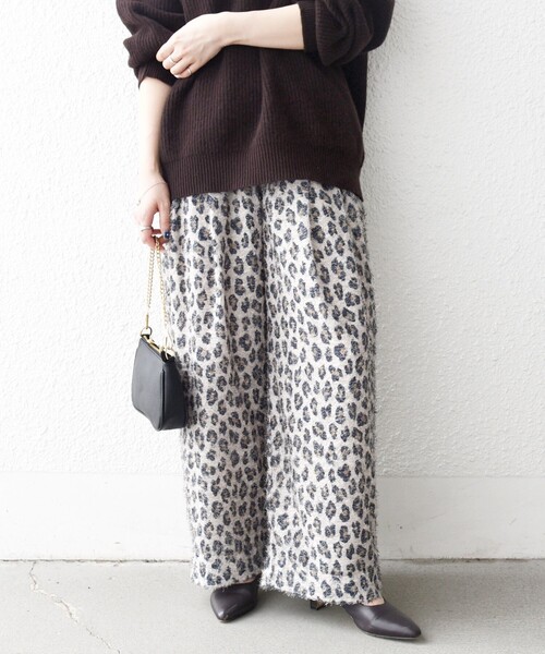 SHIPS any:〈手洗い可能〉レオパード ジャカード ワイド イージー