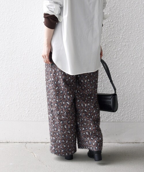 シップス エニィ（SHIPS any）/SHIPS any:〈手洗い可能〉レオパード ジャカード ワイド イージー パンツ セール】SHIPS any:〈手洗い可能〉レオパード ジャカード ワイド