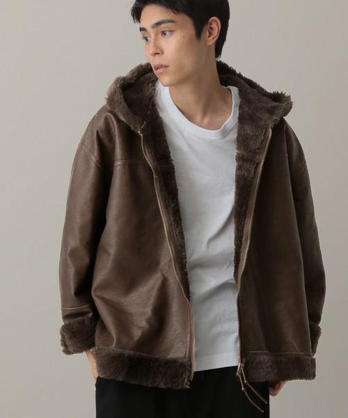 V2(ブイツー)の「V2/ファーフーディーレザージャケット(ブルゾン・メンズ・ブラウン・MEDIUM/LARGE)」の5枚目の写真