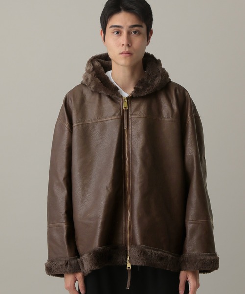 V2(ブイツー)の「V2/ファーフーディーレザージャケット(ブルゾン・メンズ・ブラウン・MEDIUM/LARGE)」の12枚目の写真