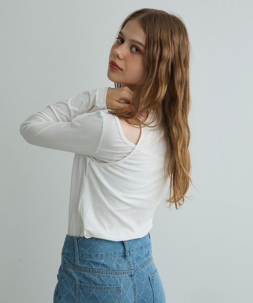 Mirette(ミレット)の「ショルダースリットロンT / Shoulder Slit Long Sleeve Tee(Tシャツ/カットソー・レディース・ブラック/オリーブ/ホワイト・FREE)」の8枚目の写真