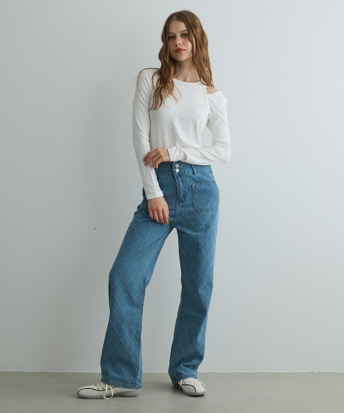 Mirette(ミレット)の「ショルダースリットロンT / Shoulder Slit Long Sleeve Tee(Tシャツ/カットソー・レディース・ブラック/オリーブ/ホワイト・FREE)」の12枚目の写真