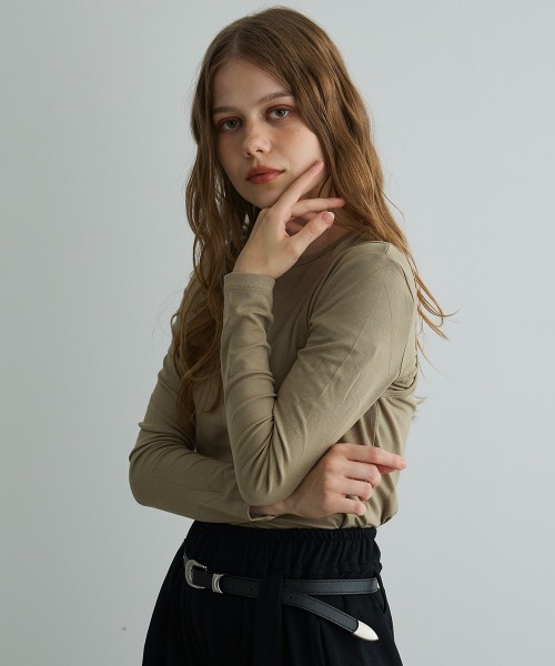 Mirette(ミレット)の「ショルダースリットロンT / Shoulder Slit Long Sleeve Tee(Tシャツ/カットソー・レディース・ブラック/オリーブ/ホワイト・FREE)」の22枚目の写真