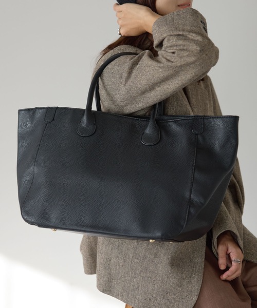 &MARKS(アンドマークス)の「H8【PUレザー/A4対応】トートバッグ(トートバッグ・レディース・ピンク/グリーン/ブラウン/オフホワイト/ライトブルー/ブラック・FREE)」の7枚目の写真