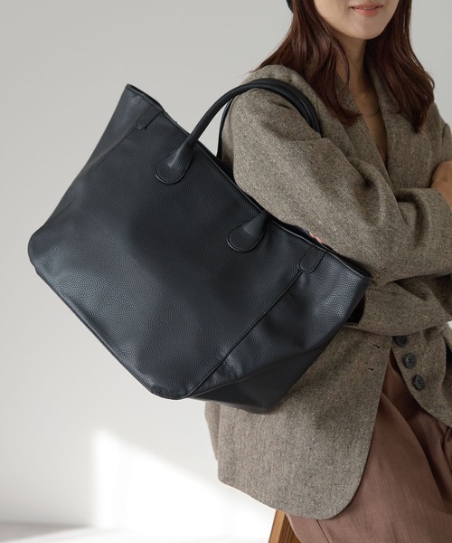 &MARKS(アンドマークス)の「H8【PUレザー/A4対応】トートバッグ(トートバッグ・レディース・ピンク/グリーン/ブラウン/オフホワイト/ライトブルー/ブラック・FREE)」の8枚目の写真