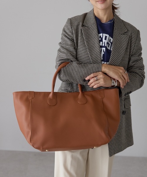 &MARKS(アンドマークス)の「H8【PUレザー/A4対応】トートバッグ(トートバッグ・レディース・ピンク/グリーン/ブラウン/オフホワイト/ライトブルー/ブラック・FREE)」の14枚目の写真
