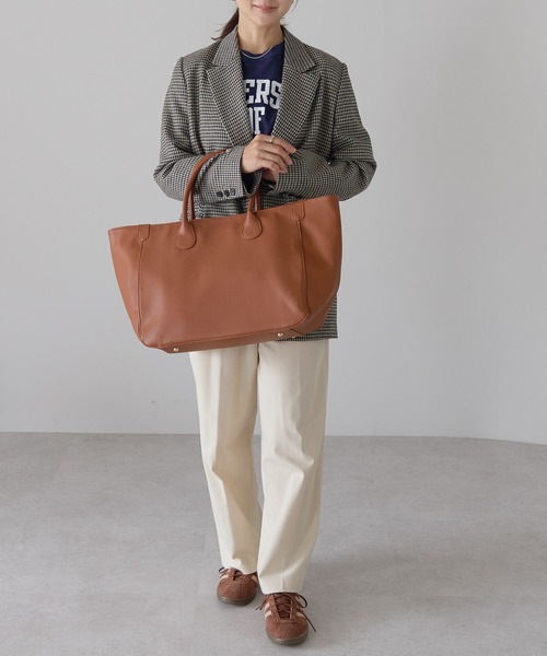 &MARKS(アンドマークス)の「H8【PUレザー/A4対応】トートバッグ(トートバッグ・レディース・ピンク/グリーン/ブラウン/オフホワイト/ライトブルー/ブラック・FREE)」の16枚目の写真
