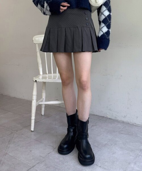 mline（エムライン）の「[mline]ストライプスカート（スカート・レディース・ネイビー/グレー・2/1）」の4枚目の写真