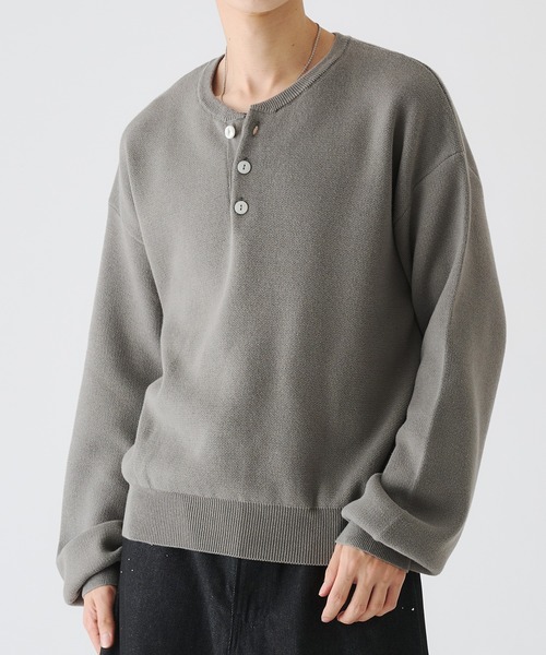 selle glant（セレグランテ）の「MILANO RIB HENLEY NECK KNIT/ミラノリブヘンリーネックニット（ニット/セーター・メンズ・ブラック/アイボリー/グレー/ブルー・SMALL/MEDIUM/LARGE）」の3枚目の写真