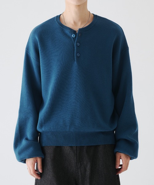 selle glant（セレグランテ）の「MILANO RIB HENLEY NECK KNIT/ミラノリブヘンリーネックニット（ニット/セーター・メンズ・ブラック/アイボリー/グレー/ブルー・SMALL/MEDIUM/LARGE）」の4枚目の写真