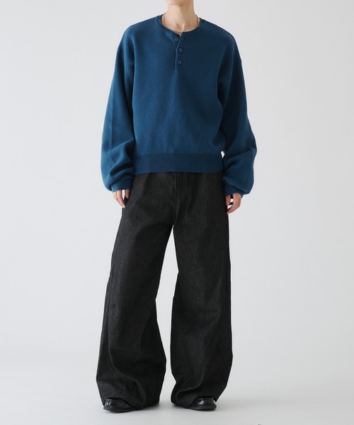 selle glant（セレグランテ）の「MILANO RIB HENLEY NECK KNIT/ミラノリブヘンリーネックニット（ニット/セーター・メンズ・ブラック/アイボリー/グレー/ブルー・SMALL/MEDIUM/LARGE）」の18枚目の写真