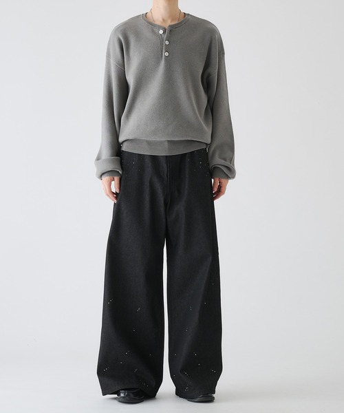 selle glant（セレグランテ）の「MILANO RIB HENLEY NECK KNIT/ミラノリブヘンリーネックニット（ニット/セーター・メンズ・ブラック/アイボリー/グレー/ブルー・SMALL/MEDIUM/LARGE）」の22枚目の写真