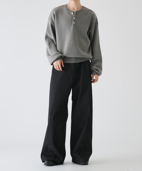 selle glant（セレグランテ）の「MILANO RIB HENLEY NECK KNIT/ミラノリブヘンリーネックニット（ニット/セーター・メンズ・ブラック/アイボリー/グレー/ブルー・SMALL/MEDIUM/LARGE）」の21枚目の写真