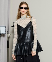 MAISON SPECIAL(]XyV)Vegan Leather Peplum Tunic / B[KU[yv`jbN(`jbN)