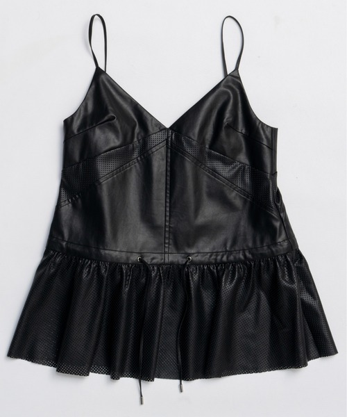MAISON SPECIAL（メゾンスペシャル）の「Vegan Leather Peplum Tunic / ヴィーガンレザーペプラムチュニック（チュニック・レディース・ブラック/クリーム・FREE）」の10枚目の写真