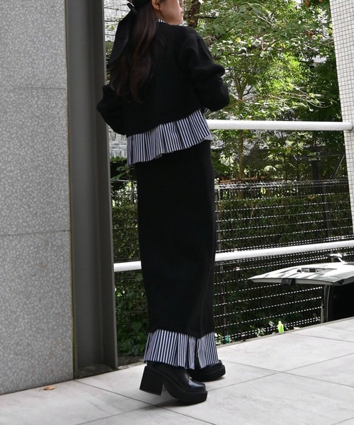 shirt docking pleats frill cuffs knit CD 【公式通販】