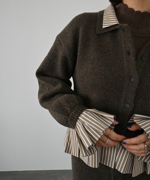 shirt docking pleats frill cuffs knit CD（カーディガン/ボレロ