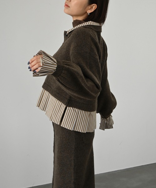 shirt docking pleats frill cuffs knit CD（カーディガン/ボレロ