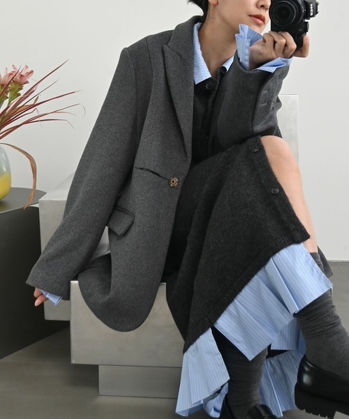 shirt docking pleats frill cuffs knit CD 【公式通販】