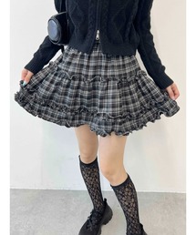 チェックフリルミニスカート