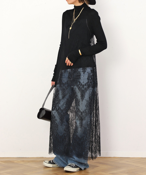 EVERYDAY I LIKE.（エヴリディアイライク）の「*レースキャミソールドレス（ワンピース・レディース・ブラック・FREE）」の2枚目の写真