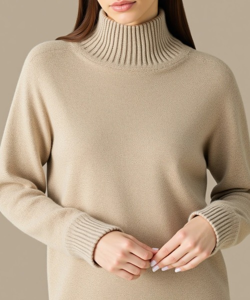 cammie(キャミー)の「タートルニットミニワンピース(ワンピース・レディース・グレー/ブラック/ネイビー/ベージュ・F)」の15枚目の写真