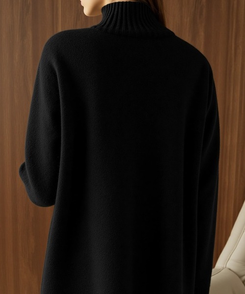 cammie(キャミー)の「タートルニットミニワンピース(ワンピース・レディース・グレー/ブラック/ネイビー/ベージュ・F)」の8枚目の写真
