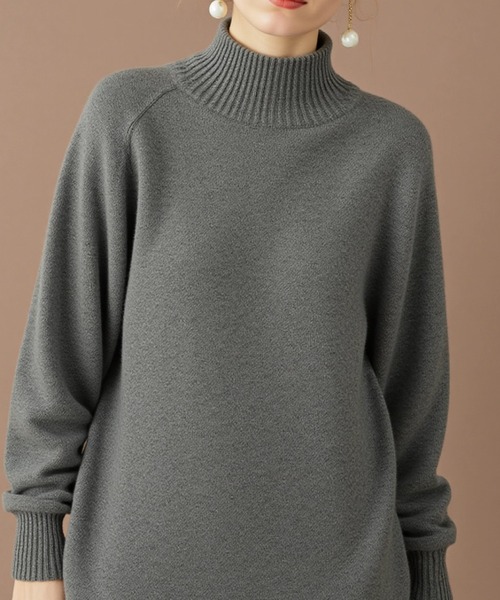 cammie(キャミー)の「タートルニットミニワンピース(ワンピース・レディース・グレー/ブラック/ネイビー/ベージュ・F)」の10枚目の写真