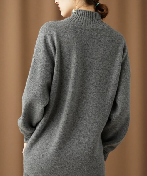 cammie(キャミー)の「タートルニットミニワンピース(ワンピース・レディース・グレー/ブラック/ネイビー/ベージュ・F)」の11枚目の写真