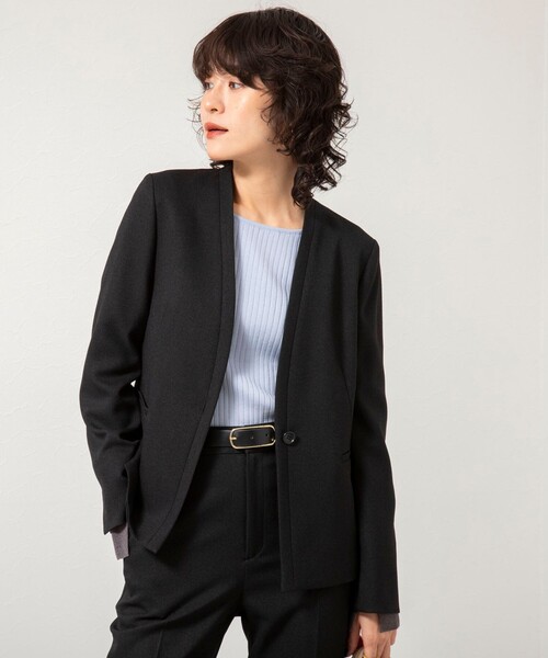 NOLLEY’S Sophi(ノーリーズソフィ)の「《セットアップ対応》ウォッシャブルウール調ノーカラージャケット(ノーカラージャケット・レディース・ネイビー/ベージュ系その他3/ブラック・36/38/40)」の9枚目の写真