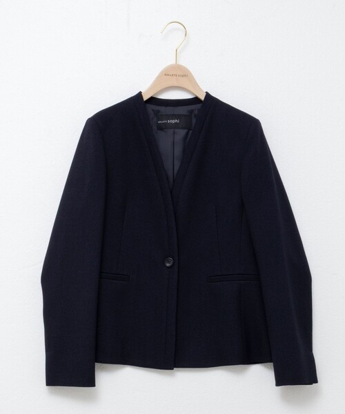 セール】《セットアップ対応》ウォッシャブルウール調ノーカラー