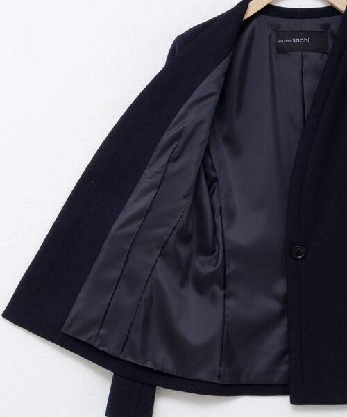 セール】《セットアップ対応》ウォッシャブルウール調ノーカラー