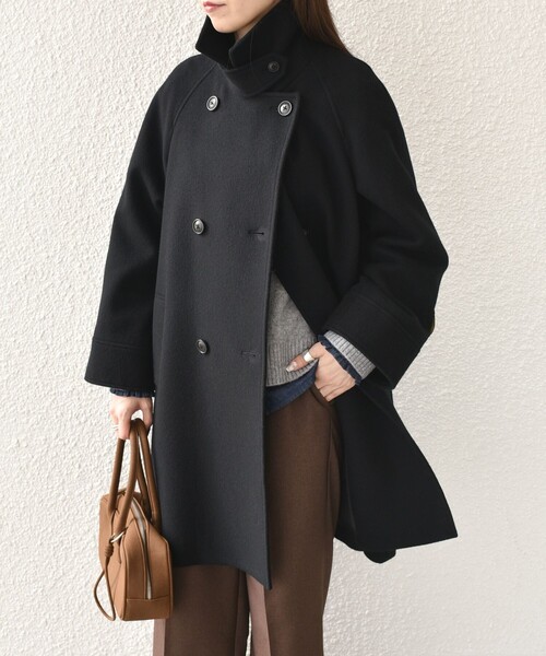 SHIPS Colors:SUPER100 ラグランスリーブ ダブルボタン コート