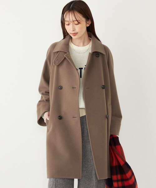 セール】SHIPS Colors:SUPER100 ラグランスリーブ ダブルボタン コート