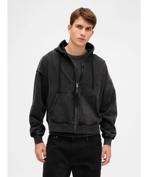 セール】ヘビーウェイト オーバーサイズ クロップド ジップアップ