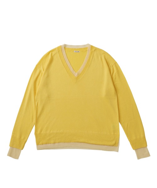 DRESSLAVE（ドレスレイブ）の「layered V neck pullover(レイヤードVネックプルオーバー)（ニット/セーター・レディース・チャコールグレー/イエロー/ベージュ/ライトグレー・38）」の4枚目の写真