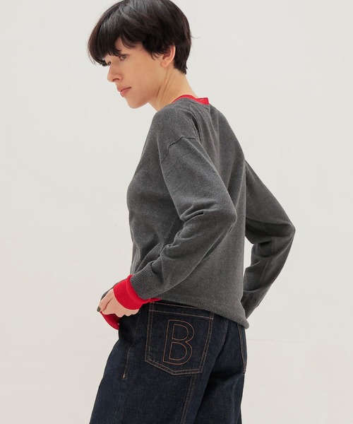DRESSLAVE（ドレスレイブ）の「layered V neck pullover(レイヤードVネックプルオーバー)（ニット/セーター・レディース・チャコールグレー/イエロー/ベージュ/ライトグレー・38）」の5枚目の写真