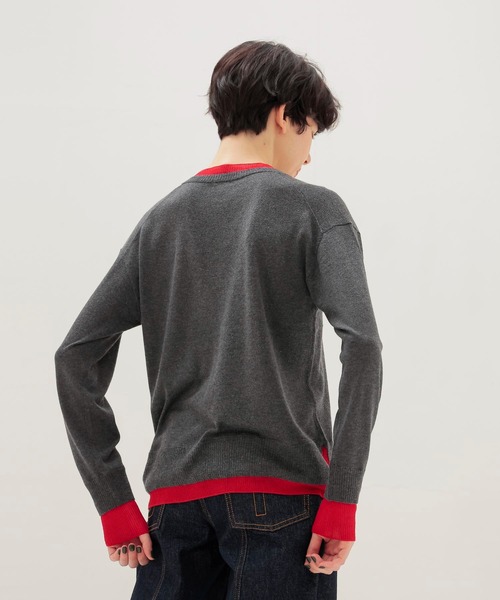 DRESSLAVE（ドレスレイブ）の「layered V neck pullover(レイヤードVネックプルオーバー)（ニット/セーター・レディース・チャコールグレー/イエロー/ベージュ/ライトグレー・38）」の6枚目の写真