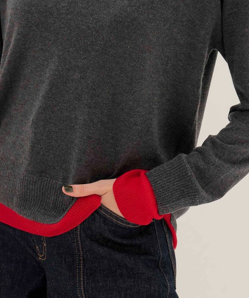 DRESSLAVE（ドレスレイブ）の「layered V neck pullover(レイヤードVネックプルオーバー)（ニット/セーター・レディース・チャコールグレー/イエロー/ベージュ/ライトグレー・38）」の8枚目の写真