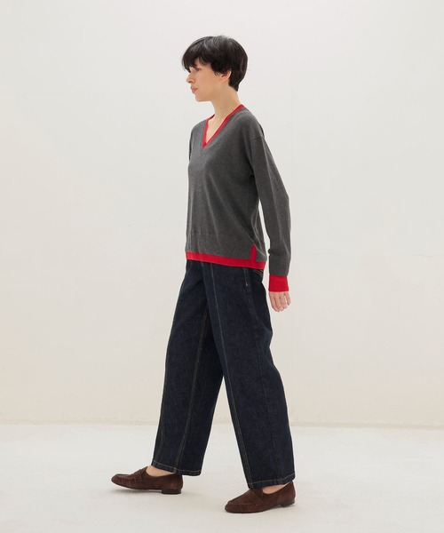 DRESSLAVE（ドレスレイブ）の「layered V neck pullover(レイヤードVネックプルオーバー)（ニット/セーター・レディース・チャコールグレー/イエロー/ベージュ/ライトグレー・38）」の11枚目の写真
