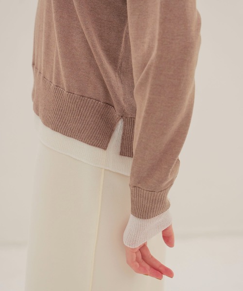 DRESSLAVE（ドレスレイブ）の「layered V neck pullover(レイヤードVネックプルオーバー)（ニット/セーター・レディース・チャコールグレー/イエロー/ベージュ/ライトグレー・38）」の22枚目の写真