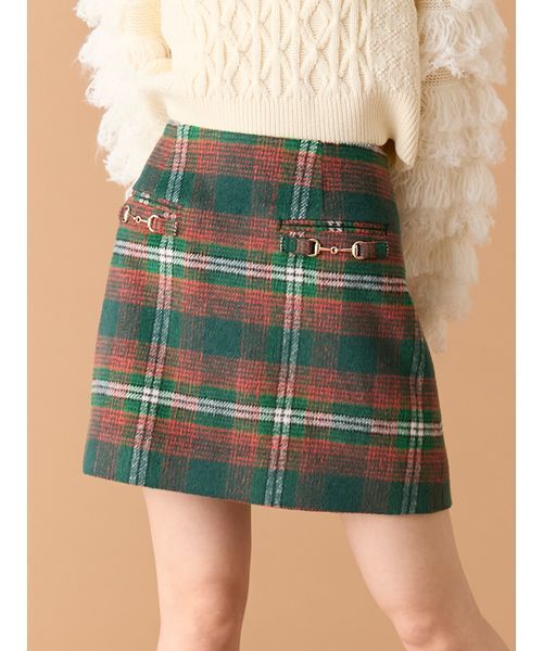 LILY BROWN（リリーブラウン）の「フロントビットデザインミニスカート（スカート・レディース・グリーン/ブラウン/ブラック・0/1）」の4枚目の写真