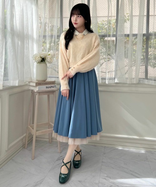 F i.n.t（フィント）の「エンブレム釦シャギーニットプルオーバー/fint フィント（ニット/セーター・レディース・ピンク/グレー/アイボリー・FREE）」の4枚目の写真